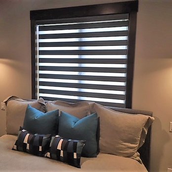Flagstaff Custom Window Coverings - Designer Banded Shades add the finishing touch in this Flagstaff Ranch bedroom. - Shades & Blinds Near Me - Flagstaff, Arizona Flagstaff Custom Window Coverings - Designer Banded Shades add the finishing touch in this Flagstaff Ranch bedroom. - Shades & Blinds Near Me - Flagstaff, Arizona