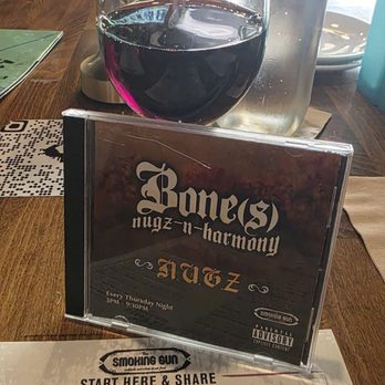 The Smoking Gun - Glass of cabernet and Thursday's Bone Nugs special - American Near Me - San Diego, California The Smoking Gun - Glass of cabernet and Thursday's Bone Nugs special - American Near Me - San Diego, California