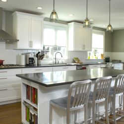 Just Builders - Total kitchen remodel with custom cabinets, counters, and island - check out that bookcase!