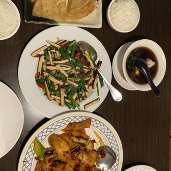 Szechuan Gourmet - Scallion pancakes appetizer, wonton soup appetizer, 223.Leek w.shredded bean curd韭菜炒香干, 160 .Spicy Crispy Fish Filet香辣鱼片 - Szechuan Near Me - Cleveland, Ohio