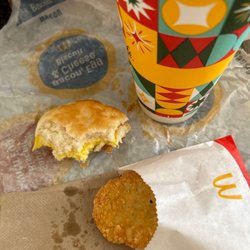McDonald's - What's left of my Bacon, Egg and Cheese Biscuit meal. Couldn't wait to chomp it down. And then, I remembered, "Picture!!!"