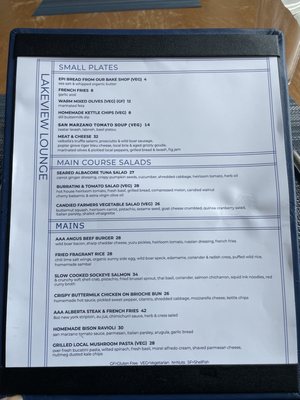 Menu photo 4 Lakeview Lounge Lake Louise, AB