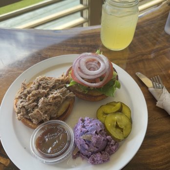 Kokee Lodge - Pulled pork sandwich and their house lemonade - Cocktail Bars Near Me - Waimea, Hawaii Kokee Lodge - Pulled pork sandwich and their house lemonade - Cocktail Bars Near Me - Waimea, Hawaii
