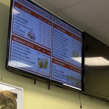 Donut Palace - a menu on the wall - Donuts Near Me - Spring, Texas
