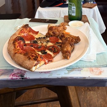 Jay's Pizza - Pepperoni and mushrooms with wings - Pizza Near Me - Monterey Park, California