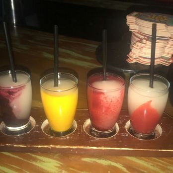 Ho' Brah a Taco Joint - Margarita Flight - Blueberry, Strawberry, Sour Cherry (Flavor of the Day) and Mango - Mexican Near Me - Brooklyn, New York Ho' Brah a Taco Joint - Margarita Flight - Blueberry, Strawberry, Sour Cherry (Flavor of the Day) and Mango - Mexican Near Me - Brooklyn, New York