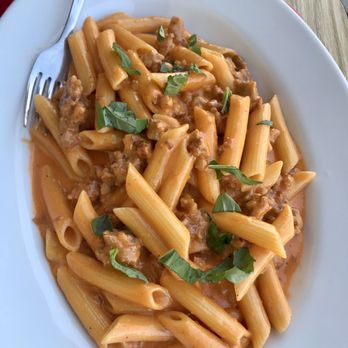 Pasta Party - Penne with pink sauce and Italian sausage - Pizza Near Me - Orange, California Pasta Party - Penne with pink sauce and Italian sausage - Pizza Near Me - Orange, California
