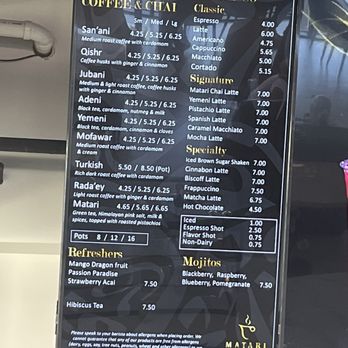 Matari Coffee - Drink menu - Desserts Near Me - Peoria, Illinois