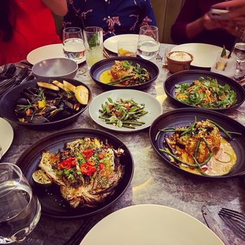 Animae - Entrees: Coal Roasted Cabbage, Short Rib Kare Kare, Ginataang Mussels, Chinese Long Beans, Shanghai Crab Noodles - Asian Fusion Near Me - San Diego, California