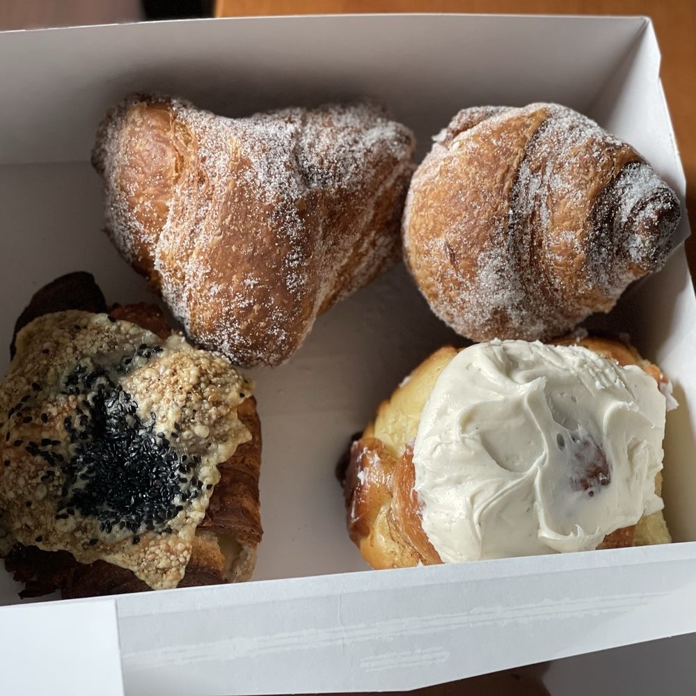 Five Kids Bakehouse - Two cruffins, a cinnamon bun, and a kimchi and cheese croissant. - Bakeries Near Me - Gilbertsville, New York Five Kids Bakehouse - Two cruffins, a cinnamon bun, and a kimchi and cheese croissant. - Bakeries Near Me - Gilbertsville, New York
