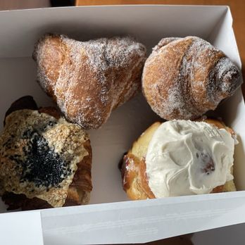 Five Kids Bakehouse - Two cruffins, a cinnamon bun, and a kimchi and cheese croissant. - Bakeries Near Me - Gilbertsville, New York Five Kids Bakehouse - Two cruffins, a cinnamon bun, and a kimchi and cheese croissant. - Bakeries Near Me - Gilbertsville, New York