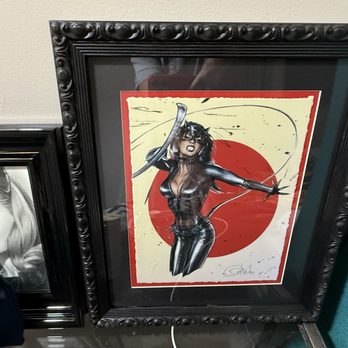 Aztec Graphics - Denise Matthews, AKA Vanity as Catwoman by Olivia De Berardinis limited edition art and Julie Newmar - Framing Near Me - San Diego, California Aztec Graphics - Denise Matthews, AKA Vanity as Catwoman by Olivia De Berardinis limited edition art and Julie Newmar - Framing Near Me - San Diego, California