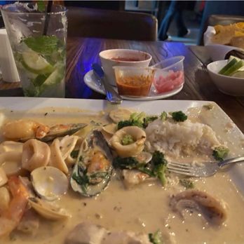 Sol Y Luna Latin Cantina - Vera Cruz over white rice and Mojito, fresh tortilla chips, salsa and fresh sliced lemons & limes for our calamari and ceviche - Bars Near Me - Myrtle Beach, South Carolina Sol Y Luna Latin Cantina - Vera Cruz over white rice and Mojito, fresh tortilla chips, salsa and fresh sliced lemons & limes for our calamari and ceviche - Bars Near Me - Myrtle Beach, South Carolina
