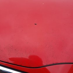 This is immediately after the wash. Still on the parking lot. Bird poop and dirt still there.