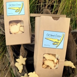 Cat Island Cookies - Cookie flavors are Orange Blossom, Lemon, Lime and Brown Butter. Also available Zesty Cheddar Crisp.