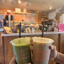 Sakura/strawberry matcha and hojicha