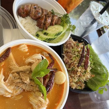 Cocomilk Cafe - Khaopoon, Nam Khao, and Lao Sausage. Cocojuice and passionada.  All of this was enjoyable. - Laotian Near Me - Sacramento, California