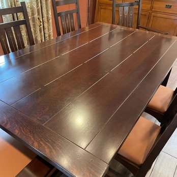 Rene Guzman Studio - Table surface had some severe scratches. Rene refinished the top and did some additional clean up - Furniture Reupholstery Near Me - Los Angeles, California Rene Guzman Studio - Table surface had some severe scratches. Rene refinished the top and did some additional clean up - Furniture Reupholstery Near Me - Los Angeles, California