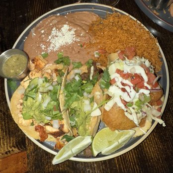 MexicanBar - Tri Taco Combo (With Beer Battered Shrimp, Chicken, & Carne Asada) - Mexican Near Me - Poway, California
