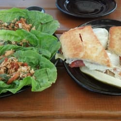 J's American Pub - Thai lettuce wraps and chicken bacon ranch focaccia