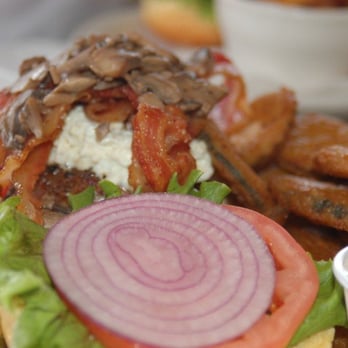 Vortex Bar & Grill - The blue shroom burger. - American Near Me - Atlanta, Georgia Vortex Bar & Grill - The blue shroom burger. - American Near Me - Atlanta, Georgia