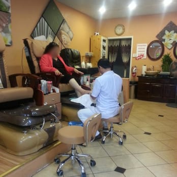 Caroline's Nails Spa - Jack doing mama's pedi. Products used are amazing - Nail Salons Near Me - Modesto, California Caroline's Nails Spa - Jack doing mama's pedi. Products used are amazing - Nail Salons Near Me - Modesto, California