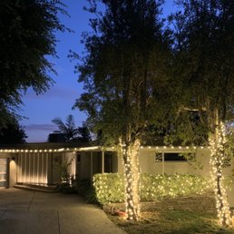 Front of our home with the lights they installed.