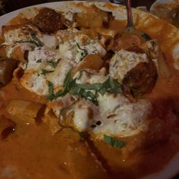 The Matty Guns very large portions of Ziti, sausage, meatballs, vodka sauce, ricotta and mozzarella. The Matty Guns very large portions of Ziti, sausage, meatballs, vodka sauce, ricotta and mozzarella.