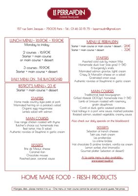 Menu photo 1 Le Perraudin Paris, 75 Menu photo 1 Le Perraudin Paris, 75