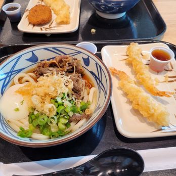 Marugame Udon - Nikutama udon & 2 shrimp tempura - Japanese Near Me - Vancouver, British Columbia Marugame Udon - Nikutama udon & 2 shrimp tempura - Japanese Near Me - Vancouver, British Columbia