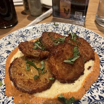 Tupelo Honey Southern Kitchen & Bar - Famous Fried Green Tomatoes over grits - Southern Near Me - Denver, Colorado Tupelo Honey Southern Kitchen & Bar - Famous Fried Green Tomatoes over grits - Southern Near Me - Denver, Colorado