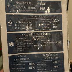 Mindful Space Yoga & Meditation - Class pricing (Jan 2024)