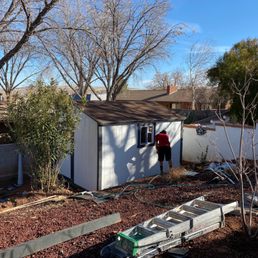 Here you can see the incline we dealt with in building this shed.
