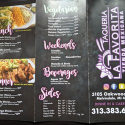 La Favorita - Menu As of April 2023 (Prices not correct)