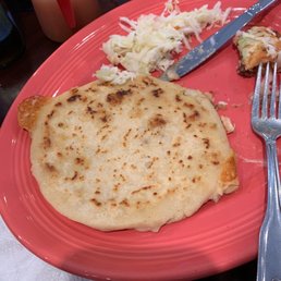 Pupusa with chicken and pork Pupusa with chicken and pork