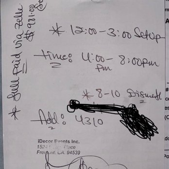 Recreational Palace - Back of invoice mentioning setup time - Party Equipment Rentals Near Me Recreational Palace - Back of invoice mentioning setup time - Party Equipment Rentals Near Me