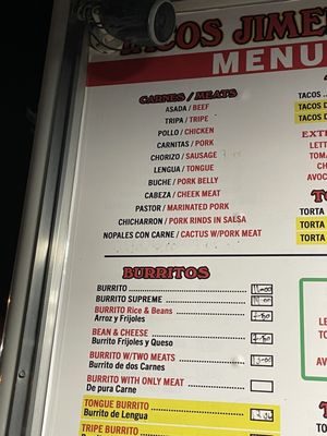 Menu photo 4 Tacos Jimenez Castaic, CA