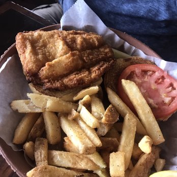 Down the Hatch - Fried Fish sandwich and some awesome French fries. - Seafood Near Me - Ponce Inlet, Florida