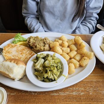 Timber Valley Restaurant - Grilled chicken, tater tots, stuffing, steamed broccoli. - New American Near Me - Hixton, Wisconsin