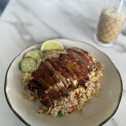 Fried chicken on fried rice