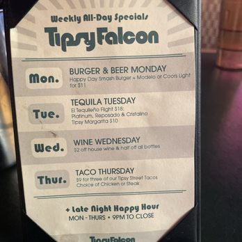 Tipsy Falcon - Weekly Features - Cocktail Bars Near Me - Hawthorne, California Tipsy Falcon - Weekly Features - Cocktail Bars Near Me - Hawthorne, California