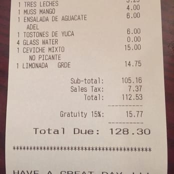 Villa De Colombia - 15% tip automatically added. But you can always leave more. - Colombian Near Me - Hackensack, New Jersey