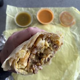 Breakfast burrito w/ salsas Breakfast burrito w/ salsas