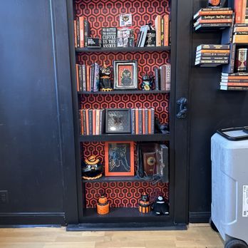 Catfight Coffee - Unassuming bookcase that leads to a hidden bathroom - Coffee & Tea Near Me - Boonton, New Jersey Catfight Coffee - Unassuming bookcase that leads to a hidden bathroom - Coffee & Tea Near Me - Boonton, New Jersey