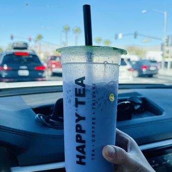 Happy Tea Cafe - My daughter's favorite. She get this taro milk tea every time. She said it's deliciouslyyy tasty. The fragrance of taro is sooooo good !! - Coffee & Tea Near Me - La Quinta, California
