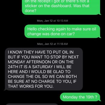 Jay Honda - Screen shot asking if they did my oil change twice and basically they did not ! - Car Dealers Near Me - Bedford, Ohio Jay Honda - Screen shot asking if they did my oil change twice and basically they did not ! - Car Dealers Near Me - Bedford, Ohio