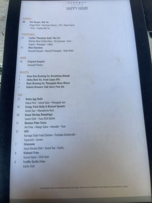 Menu photo 6 Hideout Honolulu, HI
