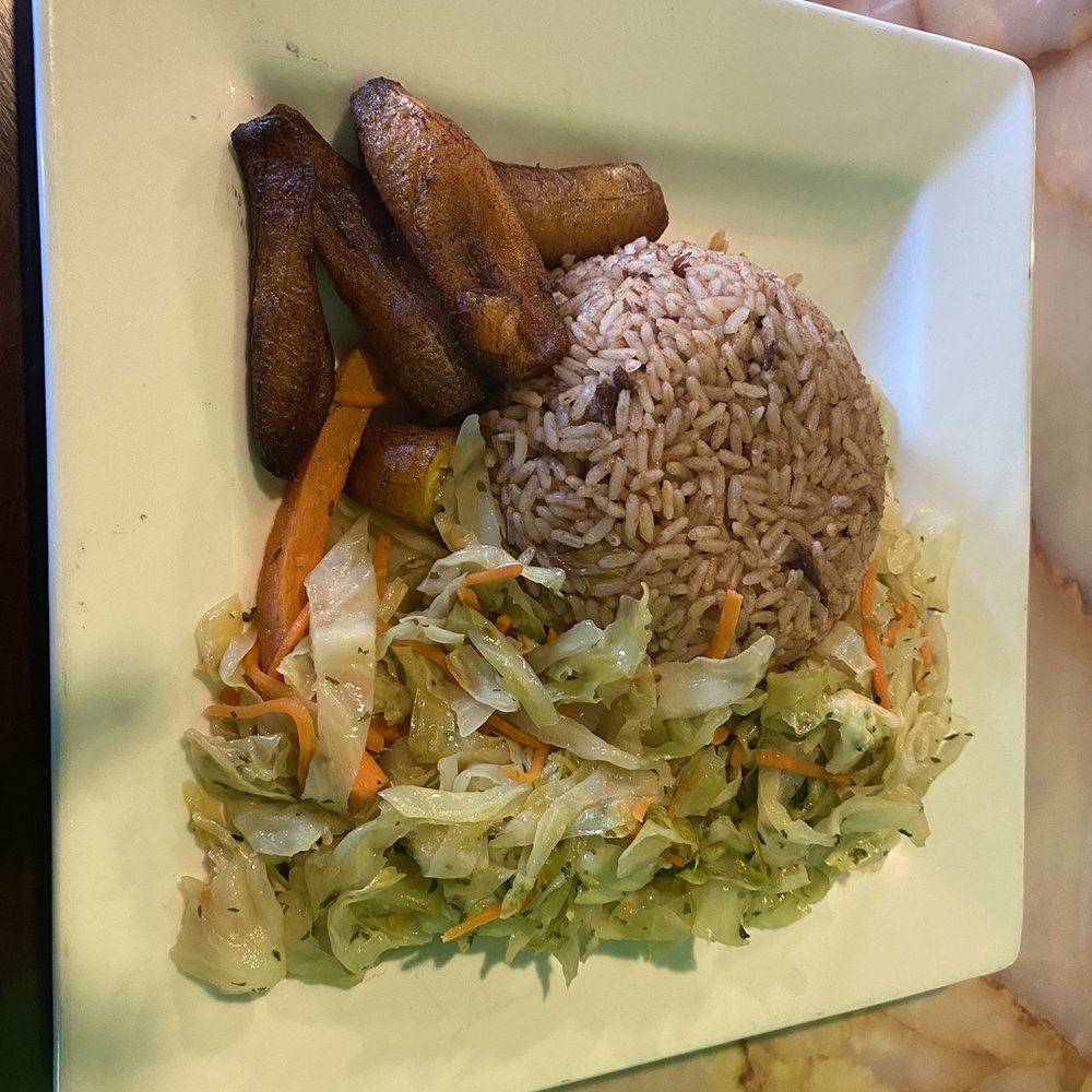 Veggie plate with rice and beans