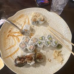 Sushi Village - I got the Spicy Tuna Roll the shrimp tempura roll and kamakizi roll and Tuna Avocado or Cucumber Roll