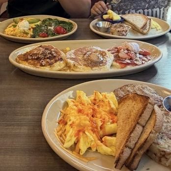 Snooze, an A.M. Eatery - The Snooze Classic* Signature Pancake Flight* Garden Harvest Omelet* Kids Scrambled Eggs and Toast* - Breakfast & Brunch Near Me - Austin, Texas